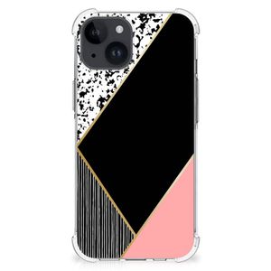 iPhone 15 Plus Shockproof Case Zwart Roze Vormen