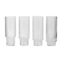 Ferm Living Ripple Longdrinkglazen, set van 4 stuks - Transparant