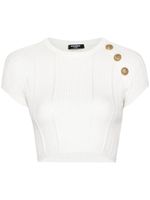 Balmain haut en maille ajourée à coupe crop - Blanc - thumbnail