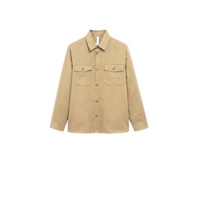 Mango Man regular fit overhemd lichtbeige Mango Man regular fit overhemd lichtbeige