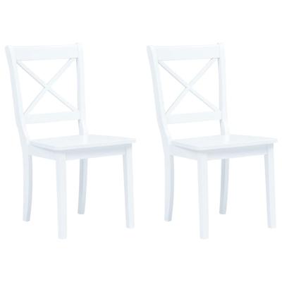 vidaXL Eetkamerstoelen 2 st massief rubberwood wit vidaXL Eetkamerstoelen 2 st massief rubberwood wit