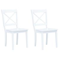 vidaXL Eetkamerstoelen 2 st massief rubberwood wit