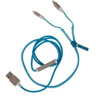 Kamparo oplaadkabel 2-in-1 zipkabel 50 cm blauw
