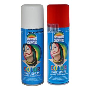 Set van 2x kleuren haarverf/haarspray van 111 ml - Rood en Wit