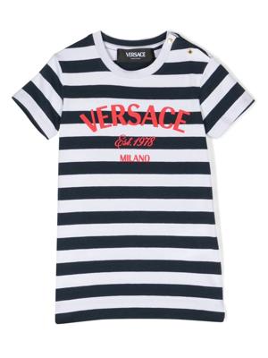 Versace Kids T-shirt met logostreep - Wit