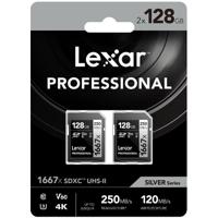 Lexar Pro Gold 128GB SDXC V60 UHS-II 1067x - 2 Stuks