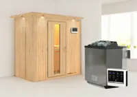 Karibu | Variado Sauna met Dakkraag | Energiesparende Deur | Biokachel 9 kW Externe Bediening