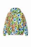 Oversized sweatshirt met bloemenprint - GREEN - S - thumbnail