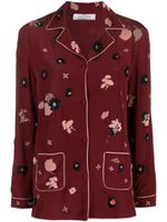 Valentino Garavani Pre-Owned chemise en soie à appliques fleurs - Rouge