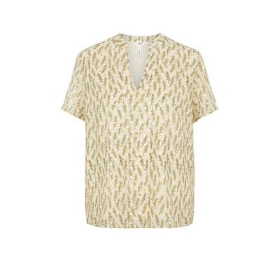 OBJECT top OBJLEAF met all over print ecru/beige