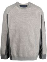 Juun.J sweat bicolore en maille nervurée - Gris