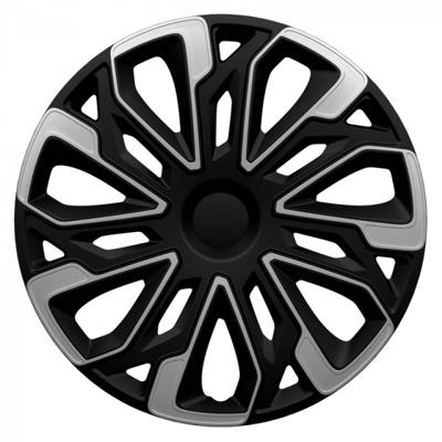 AutoStyle wieldoppen Estoril 13 inch ABS zwart/zilver set van 4 AutoStyle wieldoppen Estoril 13 inch ABS zwart/zilver set van 4