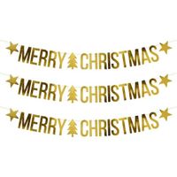 3x Merry Christmas kerst feest/party banners letterslingers versiering karton 175 cm   -