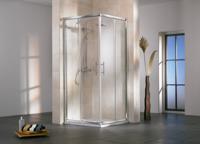 HSK Favorit hoekinstap rechthoek schuif vierdelig 120x90x185cm helder glas alu zilver mat