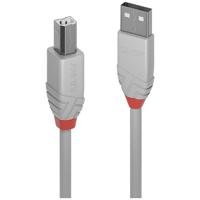 LINDY USB-kabel USB 2.0 USB-A stekker, USB-B stekker 2.00 m Grijs 36683