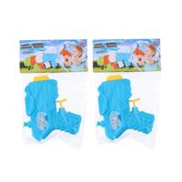 2x Mini Waterpistolen/waterpistool Blauw Van 12 Cm Kinderspeelgoed - Waterpistolen