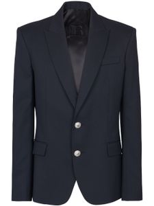 Balmain blazer en laine à simple boutonnage - Bleu