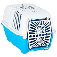 vidaXL Reismand 55x36x36 cm polypropeen wit en blauw, huisdieren reismand, huisdier krat, dierentransportbox, huisdiervervoerbox