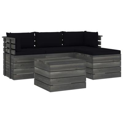 vidaXL 5-delige Loungeset met kussens pallet massief grenenhout