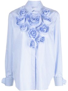 Viktor & Rolf chemise rayée à fleurs appliquées - Bleu