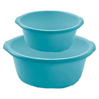 Afwasbak teil - set van 2 formaten - 10 en 15 liter - turquoise blauw - kunststof