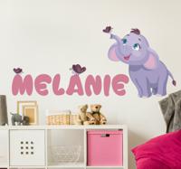 Gepersonaliseerde naam baby olifant sticker