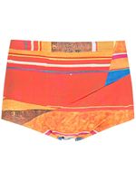 Amir Slama short de bain Hibiscus rayé à design à empiècements - Orange