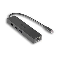 i-tec USB-C Slink 3-Port HUB met Gigabit Ethernet Adapter RJ-45 10/100/1000 Mbps en 3 USB 3.0-Poorten voor Windows MacOS Linux Android