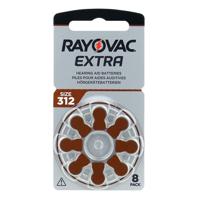 Rayovac Extra 312, 8 stuks, gehoorapparaatbatterijen, hoge prestaties, zink-luchtbatterijen, 1 blisterkaart, bruin, 312AUX-8XEMF