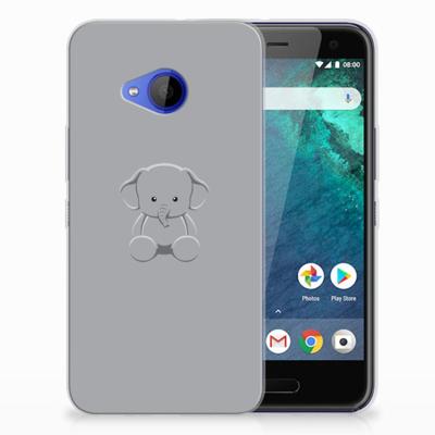 HTC U11 Life Telefoonhoesje met Naam Grijs Baby Olifant HTC U11 Life Telefoonhoesje met Naam Grijs Baby Olifant