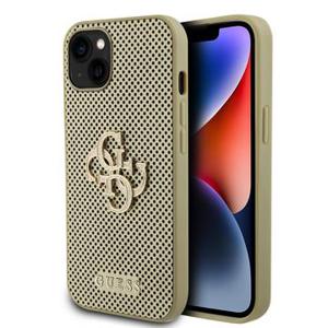 iPhone 15 Guess Geperforeerd 4G Glitter Logo Cover - Goud