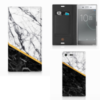 Sony Xperia XZ Premium Standcase Marmer Wit Zwart - Origineel Cadeau Man