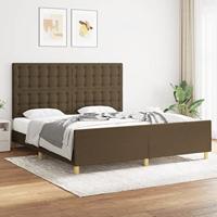 vidaXL Bedframe met hoofdeinde stof donkerbruin 180x200 cm