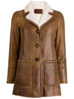 Prada Pre-Owned button-front shearling jacket - Marron - thumbnail