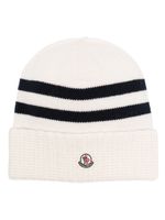 Moncler bonnet rayé en laine mélangée - Blanc