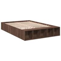 vidaXL Bedframe bewerkt hout bruin eikenkleur 120x190 cm, bed, bed ombouw, boxspring, bedbodem, slaapkamermeubel, 2 persoonsbed, tweepersoonsbed