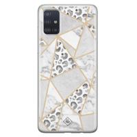 Samsung Galaxy A71 siliconen telefoonhoesje - Stone & leopard print