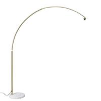 QAZQA - Modern Booglamp messing met witte marmeren voet verstelbaar - XXL | Slaapkamer - Staal Langwerpig - E27 Geschikt voor LED - Max. 1 x 60 Watt
