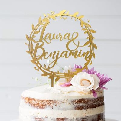 Taarttopper krans met voornamen acryl