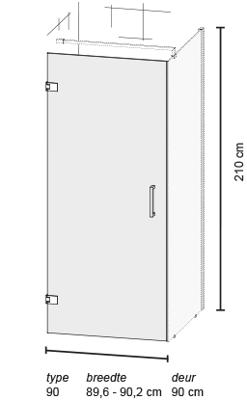 Bruynzeel Lector Draaideur voor lector inloopdouche 90 cm Bruynzeel Lector Draaideur voor lector inloopdouche 90 cm