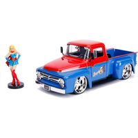 DC Bombshells Diecast Model Hollywood Rides 1/24 1956 Ford F100 with Super Girl Figure