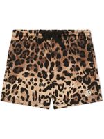 Dolce & Gabbana Kids short de sport à imprimé léopard - Marron