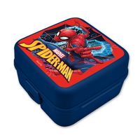 Marvel Spiderman broodtrommel/lunchbox voor kinderen - blauw - kunststof - 14 x 8 cm - thumbnail