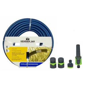 Tuinslang 15 meter - gewapend/anti knik - 13mm - professional - met koppelstukken/spuitstuk