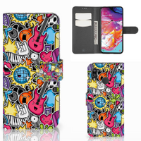 Samsung Galaxy A70 Wallet Case met Pasjes Punk Rock