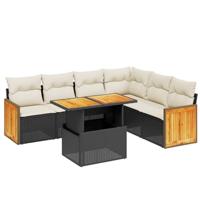 vidaXL 7-delige Loungeset met kussens poly rattan zwart, tuinset, tuinmeubel, terrasset, tuinbank, terrasmeubel, loungebank, loungeset tuin