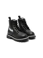 MSGM Kids bottines en cuir à logo imprimé - Noir - thumbnail