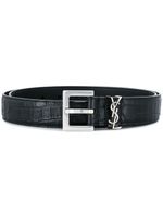 Saint Laurent ceinture Monogram à effet peau de crocodile - Noir