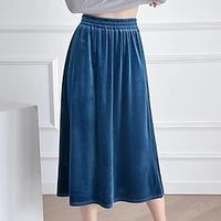 Dames Rok A-lijn Midi Polyester Goud fluweel Zwart Donker Koffie Donkerblauw Donkergrijs Rokken Winter Met ruches Modieus Elegant Straat Dagelijks S M L Lightinthebox