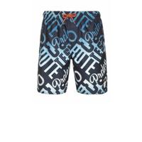 Protest zwemshort Taz met all over print donkerblauw/blauw